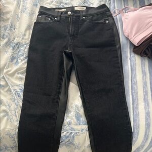 Universal Thread Black Straight Leg Jeans with Leather Details